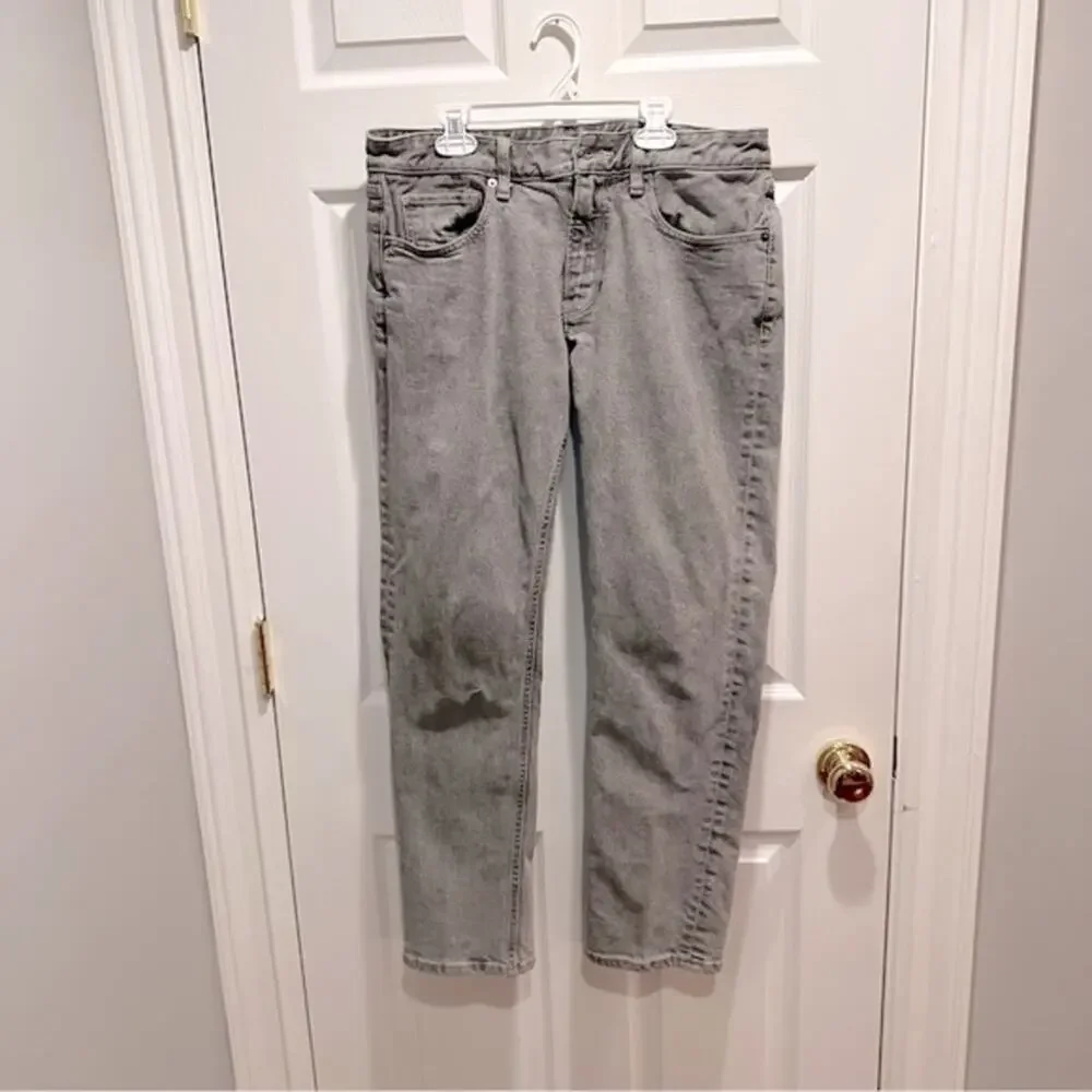 Bonobos Slim Grey Gray Mens Jeans 32 x 30 Casual Organic Cotton Blend Distressed